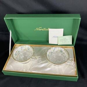 [4-399]【未使用】Noritake ノリタケ 9983 カップ＆ソーサー 2客 ペア ヨシノ YOSHINO Green 金彩 花柄 ボーンチャイナ 碗皿セット