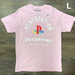 売切り【正規新品】PlayStation オフィシャル ロゴ プリントTシャツ トップス カットソー 【L】 ピンク 新品 アメリカ買い付け 180720