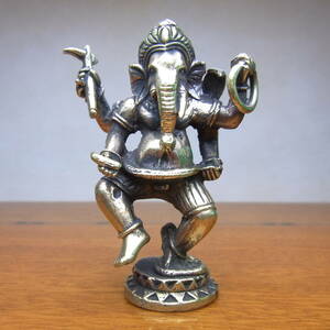 インド 金運と商売繁盛の神様 ガネーシャ神の立像 真鍮製 GGG