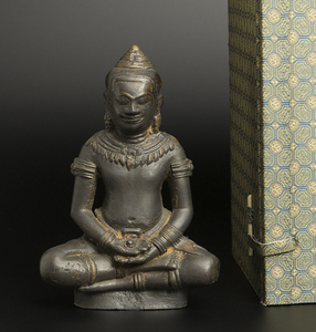 泰国 17世紀 銅造仏坐像 共箱 タイ 古美術 仏像