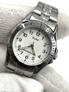 【電池切れ】SEIKO セイコー ALBA アルバ クォーツ 腕時計 白文字盤 ラウンド 蓄光 レディース V501-0BJ0