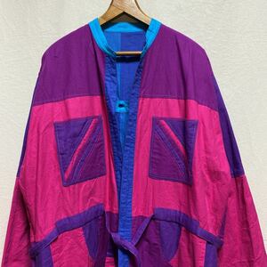 珍品 オールド リバーシブル パッチワークジャケット ネパール 民族衣装 クレイジーパターン ノーカラー 70s 80s 90s 古着 ヴィンテージ