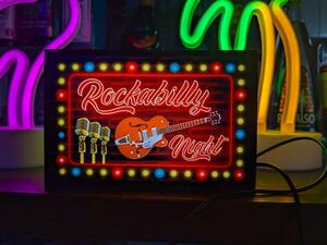 ロカビリー ギター オールディーズ アメリカン デスクトップ レトロ サイン ミニチュア 看板 玩具 置物 雑貨 LEDライトBOXミニ