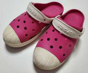 510円発送★ クロックス crocs サンダル 女の子 J3 20 21赤紫 ピンク 靴 シューズ