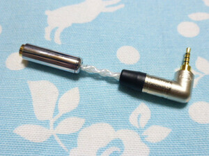 3.5mm4極 (メス) → 2.5mm4極 L字 変換ケーブル 高品質 オーグライン 銀ver