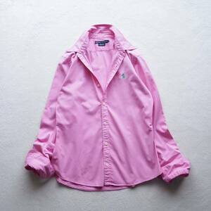 RALPH LAUREN ラルフローレン ポニー刺繍 コットンシャツ 長袖シャツ 羽織り レディース ピンク サイズ9