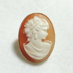 カメオ ブローチ アンティーク レトロ アクセサリー 2.7×2cm 長期保管品