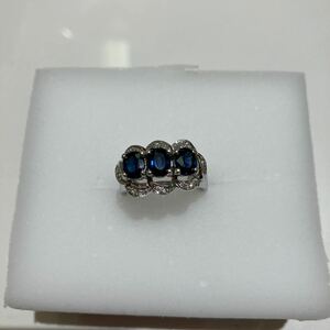 18K刻印　青石　デザインリング　指輪 
