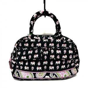 ベラブラッドリー Vera Bradley ハンドバッグ - コットン 黒×ピンク×マルチ ペイズリー柄/ゾウ/キルティング 美品 バッグ