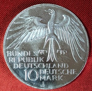 ドイツ　10マルク・プルーフ銀貨　1972年 F　ミュンヘン五輪 　【プルーフ発行枚数150,000枚・未使用】　　玉ちゃんNo.3357