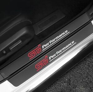 S119【STI】ドア フット プロテクター カーボン ステッカー スカッフ プレート インプレッサ レガシィ BRZ SUBARU スバル (