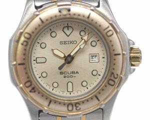 [中古品] 稼働品【SEIKO】セイコー SCUBA スキューバ 7N85-0010 200m ゴールド文字盤 レディース クォーツ 動作OK 中古品