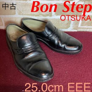 【売り切り!送料無料!】A-320 Bon Step OTSUKA!ビジネスシューズ!黒!ブラック!25.0cm!レザーシューズ!日本製!仕事!冠婚葬祭!中古!