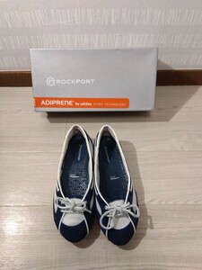 【F432】 adiPRENE ROCKPORT adidas ロックポート アディダス レザー 22.0cm ブルー系 フラット バレーシューズ