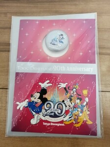 未開封品　東京ディズニーランド20thアニバーサリー　THE KINGDOM OF DREAMS & MAGIC　缶バッチ付きグリーティングカード