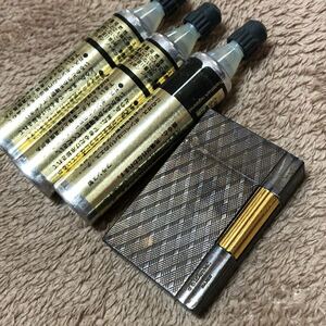 (n19) 激レア デュポン S.T.Dupont ギャッツビー ダイヤモンドクロス チェック柄 ローラーガスライター ゴールド×シルバー 真鍮 ライター