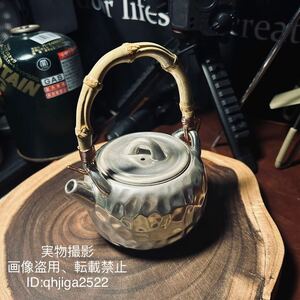 表面裏面S999銀製 超高品質 磁器ヤカン 230ml ライテックケトル 茶道具 急須 キャンプ ハイキング アウトドア 343g 10×11.5×14cm 