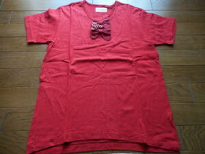 PINK HOUSE ピンクハウス 赤リボン付き　半袖Tシャツ/赤色/中古