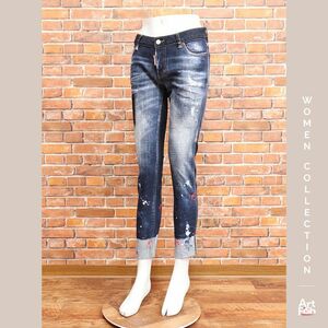 1円/春夏/DSQUARED2/IT38サイズ/S72LB0484 デニム パンツ JENNIFER CROPPED JEAN イタリア製 ディースクエアード 新品/青/ブルー/iy313/