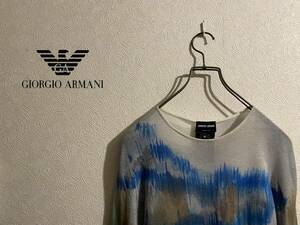 ◯ イタリア製 GIORGIO ARMANI マーブリング カシミア ニット / ジョルジオ アルマーニ シルク セーター グレー 38 Ladies #Sirchive