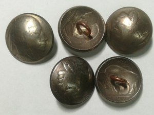 USAインディアン 旧5セントコイン 表ネイティブアメリカンコンチョ ジュエリーシルバー ハンドメイド 直径 20.5 重さ5g 5個セットボタン