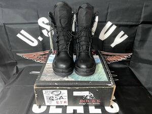 新品未使用タグ,箱付き　MADE IN USA ROCKY US NAVY SAFETY COMBAT STEEL TOE BOOTS (HOT WEATHER) 8.5R 約27センチ　BLACK