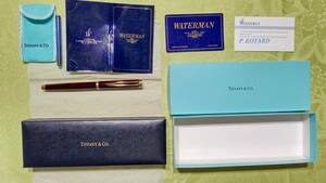 B ヴィンテージ TIFFANY & Co.ティファニー×ウォーターマン 万年筆 Gentleman IDEAL ペン先 18K 750 フランス製 ブラウン ケース入り