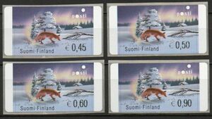 切手 H147 フィンランド 印字切手 冬景色 キツネ オーロラ 4V完 2002年発行 未使用