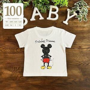 新品未使用 100cm｜ホワイト〔#BMミッキー半袖Tシャツ〕ディズニー リンクコーデ 親子コーデ 家族 お揃い ペア 子供 キッズ ハロウィン 白