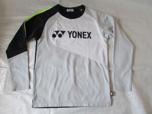メンズ Mサイズ YONEX 長袖 Tシャツ USED 細かい引っ掛け有り 起毛裏地 ライト トレーナー ロンT ジャケット グレー系 テニス バドミントン