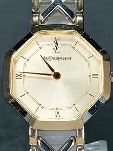 箱付き YVES SAINT LAURENT イヴサンローラン 4620-E62143 アナログ 腕時計 オクタゴンフェイス Yブレスレット 電池交換済み 動作確認済み