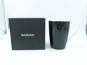 500円～【未使用】NARUMI ナルミ マグカップ コップ ボーンチャイナ 箱付き☆黒×白 ブラック＆ホワイト 食器 インテリア コレクション