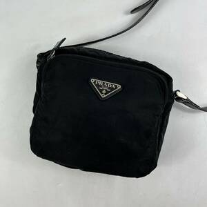 1円〜【入手困難品】 PRADA プラダ ショルダーバッグ ブラック 黒 ナイロン 斜め掛け レザー 三角ロゴ カメラバッグ メンズ レディース