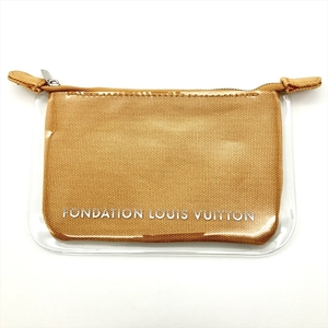 ルイヴィトン LOUIS VUITTON フォンダシオン ポーチ PVC コットン キャメル シルバー金具 ブラウン 小物入れ 美術館限定