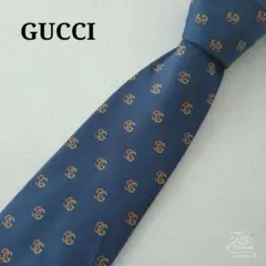 グッチ　GUCCI ネクタイ　シルク100% イタリア製　ネイビー　GG柄