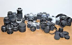 一眼レフカメラボディ６台＋レンズ16本と付属品のセット Nikon/TOPCON/minolta/RICOH/Olympus