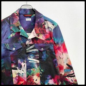 名作　ポールスミス　マルチカラー　ペイント　総柄　薄手　シャツ　ジャケット　メンズ　Mサイズ　Paul Smith