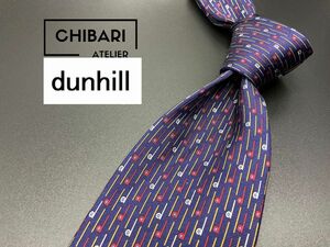 【超美品】dunhill　ダンヒル　全面dロゴ柄　ネクタイ　3本以上送料無料　ネイビー　0502131