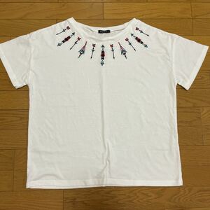 送料無料■Raf Raf 刺繍 半袖 Tシャツ ホワイト サイズ3L