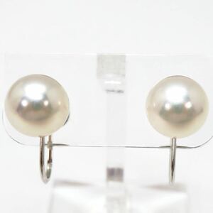 美品!!大珠!!テリ良し!!＊MIKIMOTO(ミキモト) K18WGアコヤ本真珠イヤリング＊m 約2.g 約8.0mm珠 パール pearl earring jewelry DH8/DI8