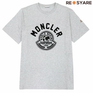 極美品 モンクレール 2023SS SS TSHIRT ロゴ ワッペン フロッキープリント ニット クルーネック 半袖 Tシャツ カットソー 46115