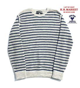 美品【3(L)】H.R.MARKET ハリウッドランチマーケット アルパカ100％ クルーネックニット 3(L) セーター ボーダー メンズ ハリラン 最高級