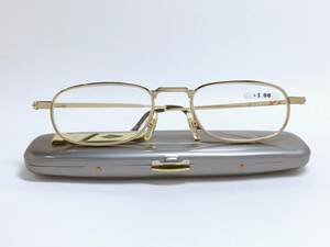シニアグラス　老眼鏡　＋1.00　★　スリムケース付き　ゴールド　携帯メガネ