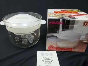 美品　HARIO　ハリオ　耐熱ガラスレンジ釜　レンジ炊飯　1合用