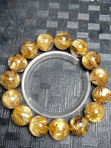 即決 0127b806 極上美品★【120A黄金タイチンルチル】★ブレス 15-16mm（新品）