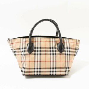 【1円スタート】BURBERRY BLUE LABEL バーバリー ブルーレーベル トートバッグ ベージュ ブラック ナイロン チェック柄 レデイース 手さげ