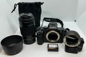 美品 SONY α7II ILCE-7M2 ミラーレス一眼 / 4.5-5.6/75-300 1.5m/4.9ft MACRO / LA-EA4 マウントアダプター付属 【HH136】 