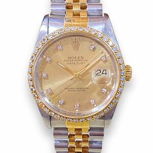 1円〜 売り切り ROLEX DATEJUST 16233 E番 ロレックス デイトジャスト 10Pダイヤ K18YG×SS 自動巻き メンズ腕時計 同梱不可 【L0930】