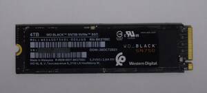 中古 4TB M.2 2280 NVMe SSD Western Digital WD Black SN750 WDS400T3X0C 