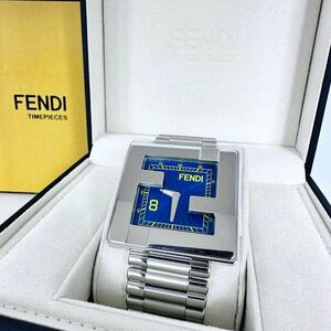 【美品】【高級】フェンディマニア ブレスレット 腕時計 クオーツ 箱付 FENDI メンズ FFロゴ ズッカ シルバー ステンレスバンド イタリア 